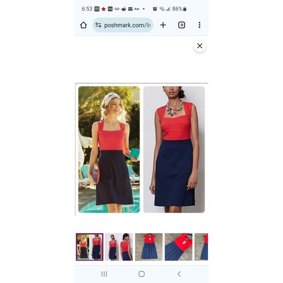 Girls From Savoy Anthropologie Red and Blue Colorblock Ponte Knit Dress Size 12 - Picture 10 of 11